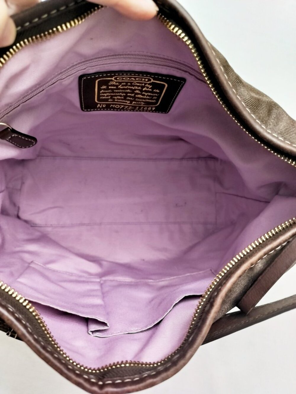 COACH Legacy 11689 Signature Monogram Canvas Shoulder Bag Hobo Handbag Tote Tan - Picture 4 of 15